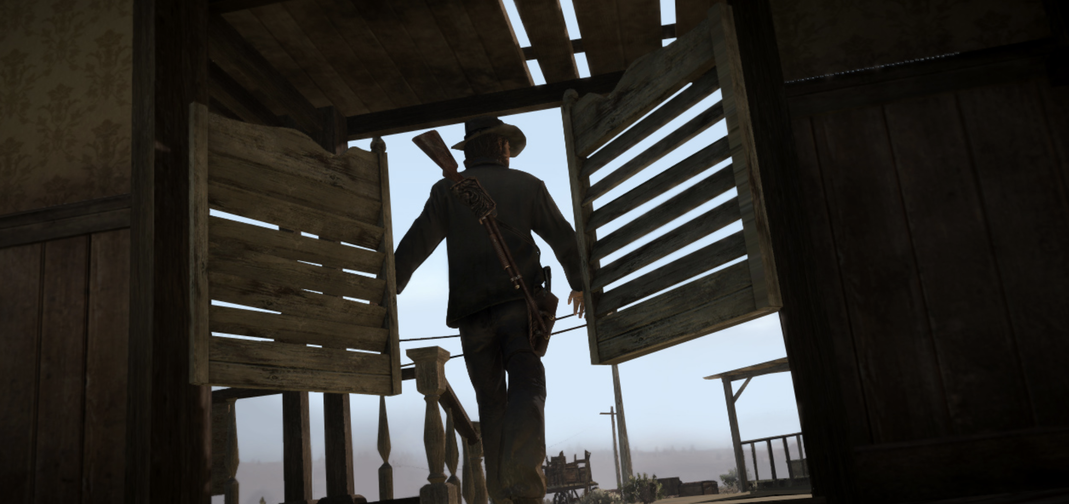 Red Dead Redemption Gameplay screengrab. John Marston third person pov